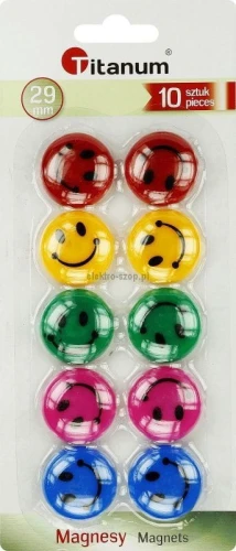 Magnes Titanum smiley okrągły - mix śr. 29mm (T-025051) 10 sztuk