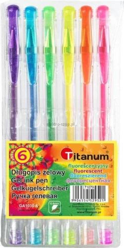 Długopis żelowy Titanum fluorescencyjny mix 0,8mm (GA1030)