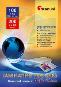 Folia do laminowania Titanum A3 - przezroczysty 80mic. [mm:] 303x426