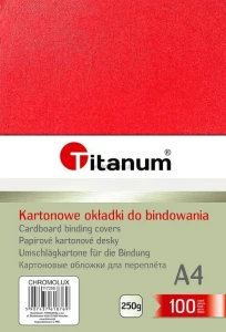Karton do bindowania Titanum skóropodobny A4 - czerwony 250g
