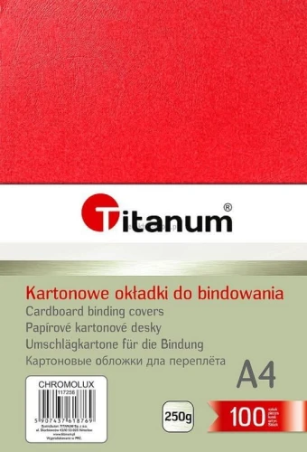 Karton do bindowania Titanum skóropodobny A4 - czerwony 250g