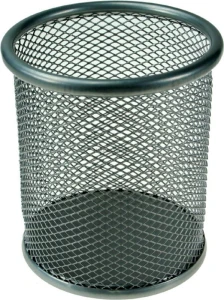Pojemnik na długopisy Titanum metalowy wys. 10 cm, śr. 9 cm srebrny (M-501S)
