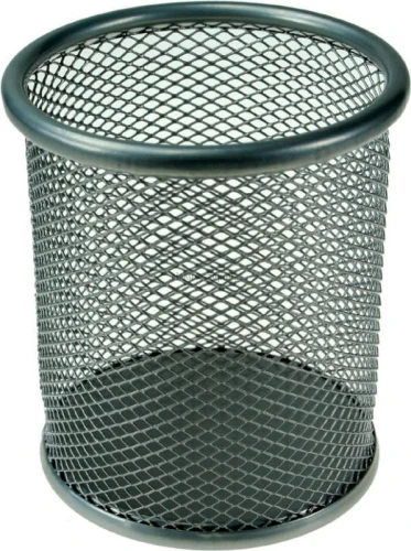Pojemnik na długopisy Titanum metalowy wys. 10 cm, śr. 9 cm srebrny (M-501S)