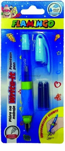 Pióro na naboje Write-it Flamingo niebieskie + 2 naboje