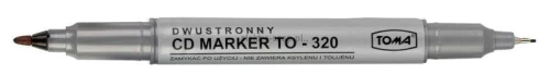Marker do cd Toma dwustronny, czarny 0,5-0,8mm (TO-320 3 2)