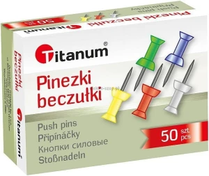 Pinezki beczułki Titanum kolorowe 50 szt.