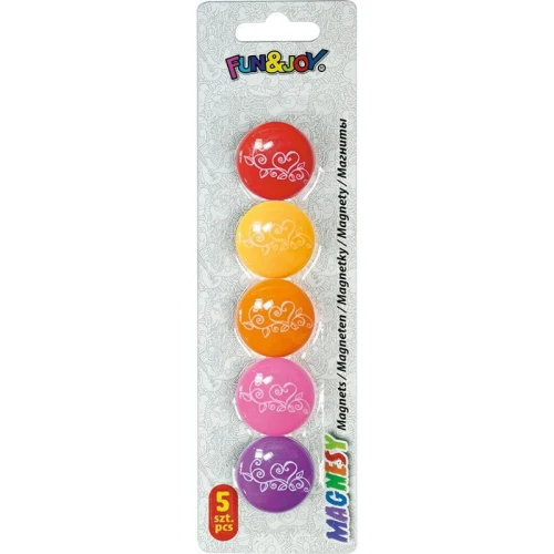 Magnes Fun&amp;Joy Kwiaty okrągły - mix śr. 29mm 5 sztuk
