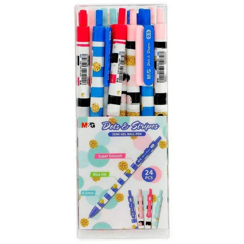 Długopisy automatyczne Dots&amp;Stripes ABP46471 M&amp;G 0,5 mm niebieski wkład