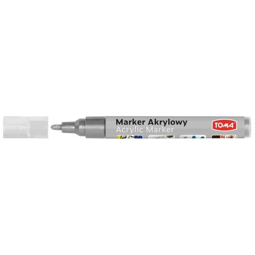 Marker specjalistyczny Toma akrylowy-srebrny, srebrny 2,5mm okrągła końcówka (TO-402)