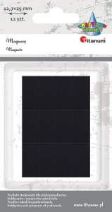 Magnes Titanum Craft-Fun Series prostokąty samoprzylepne - czarne [mm:] 12,7x25 12 sztuk