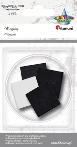 Magnes Titanum Craft-Fun Series kwadraty samoprzylepne - czarne [mm:] 25,4x25,4 4 sztuk