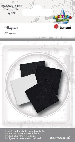 Magnes Titanum Craft-Fun Series kwadraty samoprzylepne - czarne [mm:] 25,4x25,4 4 sztuk