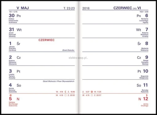 Kalendarz książkowy (terminarz) Wydawnictwo Telegraph TIK kieszonkowy 82mm x 120mm (K1)