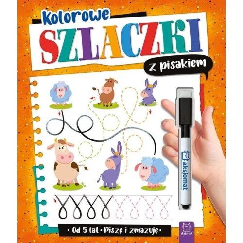 Książeczka edukacyjna Aksjomat Kolorowe szlaczki z pisakiem. Piszę i zmazuję od 5 lat