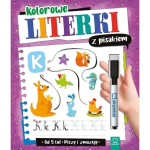 Książeczka edukacyjna Aksjomat Kolorowe literki z pisakiem. Piszę i zmazuję od 5 lat