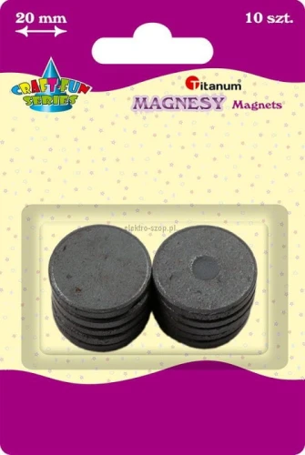 Magnes Titanum Craft-Fun Series - czarny śr. 20mm (DIY16034) 10 sztuk