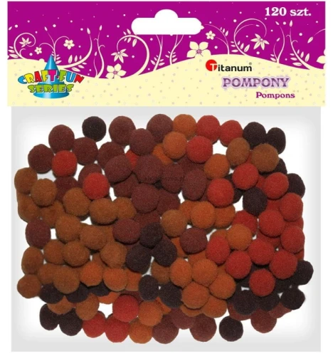 Pompony Titanum Craft-Fun Series brązowy 120 szt (0126B)