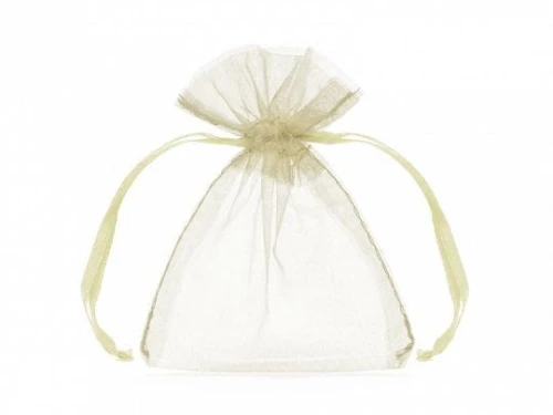 Organza Partydeco Woreczki z organzy, kremowy, 10cm (WRG5-079-10)
