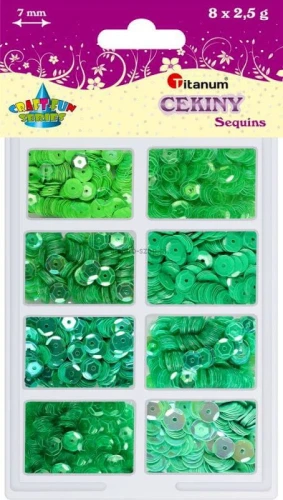 Cekiny Titanum Craft-Fun Series 8 kolorów zielone 2,5g (3G8P 160162)