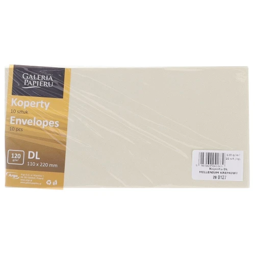 Koperta Galeria Papieru gładki millenium kremowy k 120 DL - kremowy [mm:] 110x220 (280127) 10 sztuk