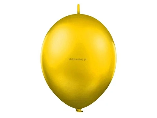 Balon gumowy Partydeco metalizowany 100 szt żółty metaliczny 12cal (082)