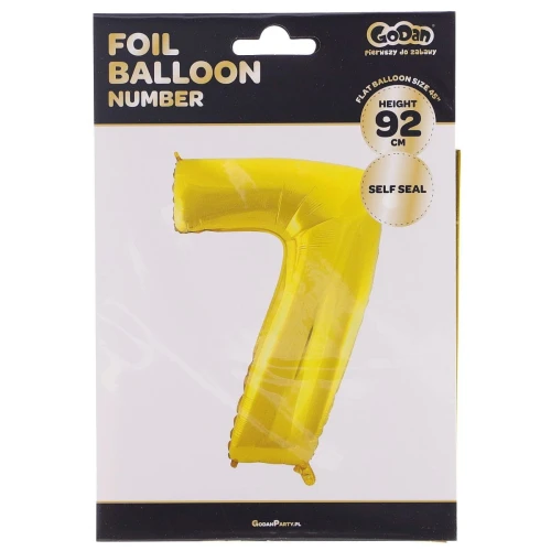 Balon foliowy cyfra 7 złota 85 cm