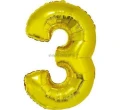 Balon foliowy Godan cyfra 3 złoty 35 cm (FG-C35Z3)