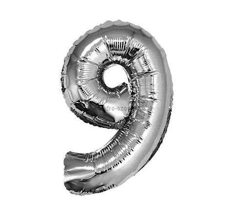 Balon foliowy Godan cyfra 9 srebrny 35 cm (FG-C35S9)