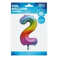 Balon foliowy Godan cyfra 2 tęczowy 85cm 40cal (HS-C34T2)