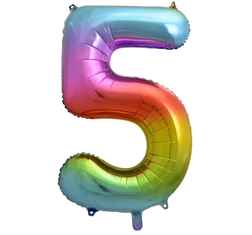 Balon foliowy Godan cyfra 5 tęczowy 85cm 40cal (HS-C34T5)