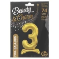 Balon gumowy Godan Beauty&amp;Charm cyfra stojąca złota złota 750mm 30cal (BC-ASZ3)
