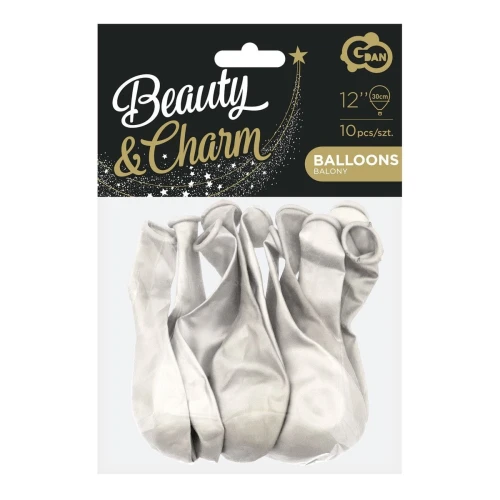 Balon gumowy Godan Beauty&amp;Charm metaliki białe 10szt. biały metalizowany 300mm 12cal (CB-1MBI)