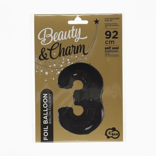 Balon foliowy Godan cyfra 3 CZARNA 45cal (FG-C85CZ3)