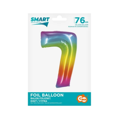 Balon foliowy Godan Smart cyfra 7 tęcza 76cm (CH-STC7)
