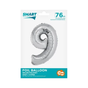 Balon foliowy Godan Smart cyfra 9 srebrna 76cm (CH-SSR9)