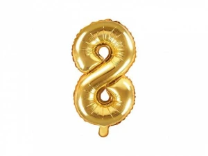 Balon foliowy Partydeco cyfra 8 złota 14cal (FB10M-8-019)
