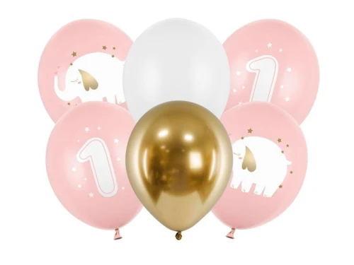 Balon gumowy Partydeco Roczek, Pastel Pale Pink różowa 300mm (SB14P-322-081J-6)