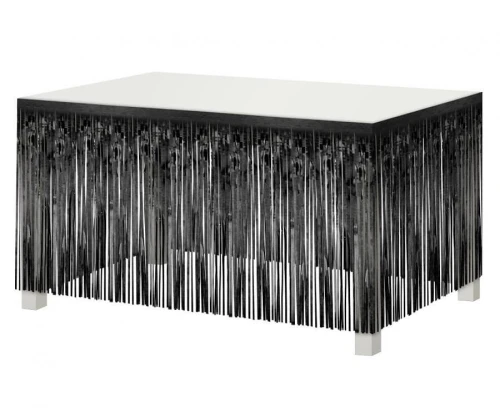 Dekoracja Godan na brzeg stołu B&amp;C, frędzle, czarna, 80x300 cm (SH-DFCZ)
