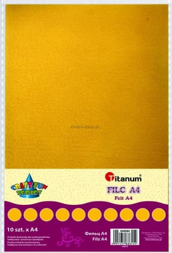 Filc Titanum Craft-Fun Series kolor: żółty 10 ark. [mm:] 210x297 (025)