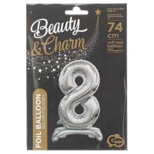 Balon gumowy Godan Beauty&Charm cyfra stojąca srebrna srebrna 750mm 30cal (BC-ASS8)