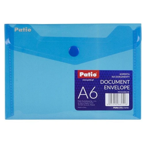 Teczka plastikowa na guzik Patio A6 kolor: niebieska (PAT6133A/N/18)