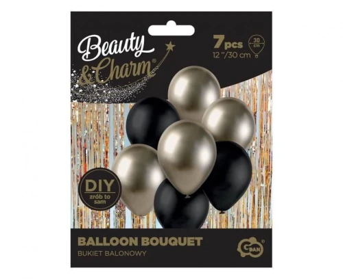 Balon gumowy Godan Bukiet balonowy B&amp;C prosecco-czarny, 7 szt. czarny 300mm 12cal (BB-PRC7)