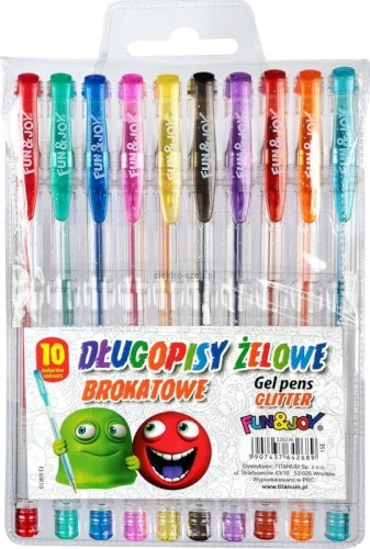Długopis żelowy Fun&amp;Joy brokatowy 10 kolorów mix 1,0mm (FJ-MR10)