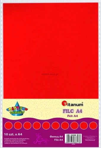 Filc Titanum Craft-Fun Series A4 kolor: czerwony 10 ark. [mm:] 210x297 (344565)