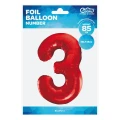 Balon foliowy Godan cyfra 3 czerwona  85cm 40cal (BCHCW3)