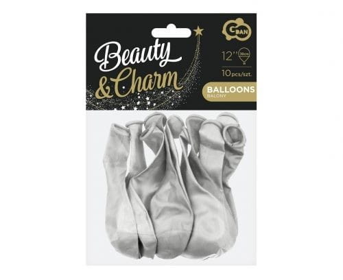 Balon gumowy Godan Beauty&amp;Charm metalik srebrny 10 sztuk metalizowany srebrny 12cal (CB-1MSR)