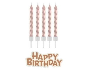 Świeczka urodzinowa Godan Happy Birthday metaliczne różowo-złote 16 sztuk (SF-SUHB)
