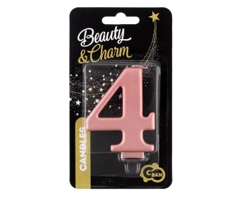 Świeczka urodzinowa Godan nr 4 różowo-złota 8 cm (PF-SCRZ4)