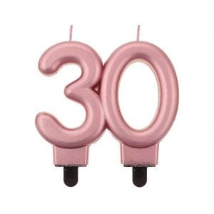 Świeczka urodzinowa Godan nr 30 metalik różowo-złota 8cm (PF-SCRZ30)
