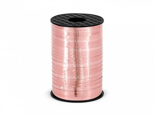 Wstążka Partydeco plastikowa, różowe złoto 5mm różowy 225m (PRM5-019R)